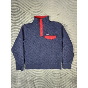 Patagonia Organic Cotton Diamond Quilt Snap-T Pullover Blue Sweater Men's Size S